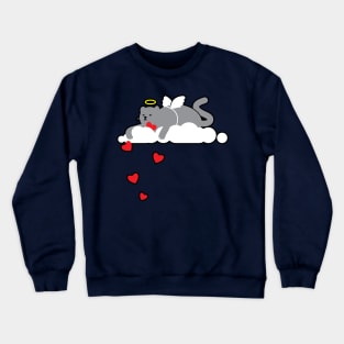 Meh Cat Cupid Valentine Angel Wings Crewneck Sweatshirt